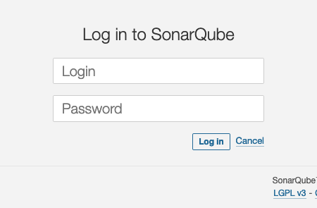 SonarQube login page