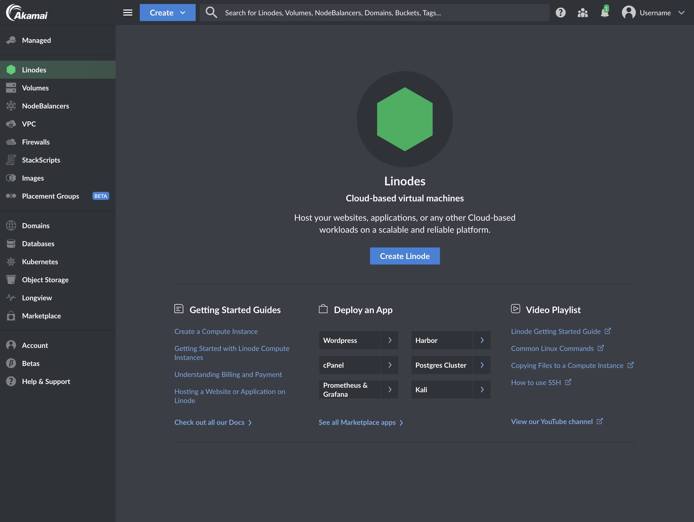 Screenshot of the previous dark theme in the Cloud Manager